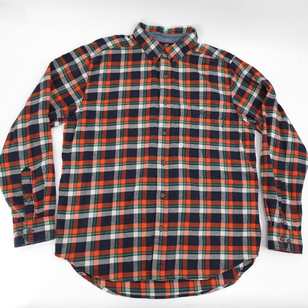 Woolrich Flannel Shirt Mens Large Plaid Long Sleeve Button Down Cotton
